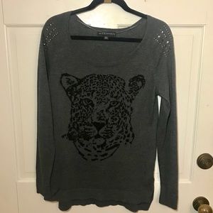 Rock & Republic Cheetah Graphic Sweater Size M